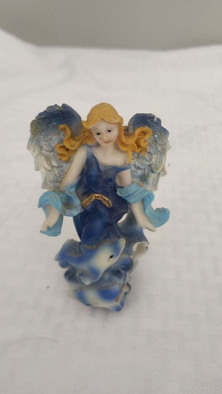 Vintage Charming Oceanic Angel Figurine with Dolphins